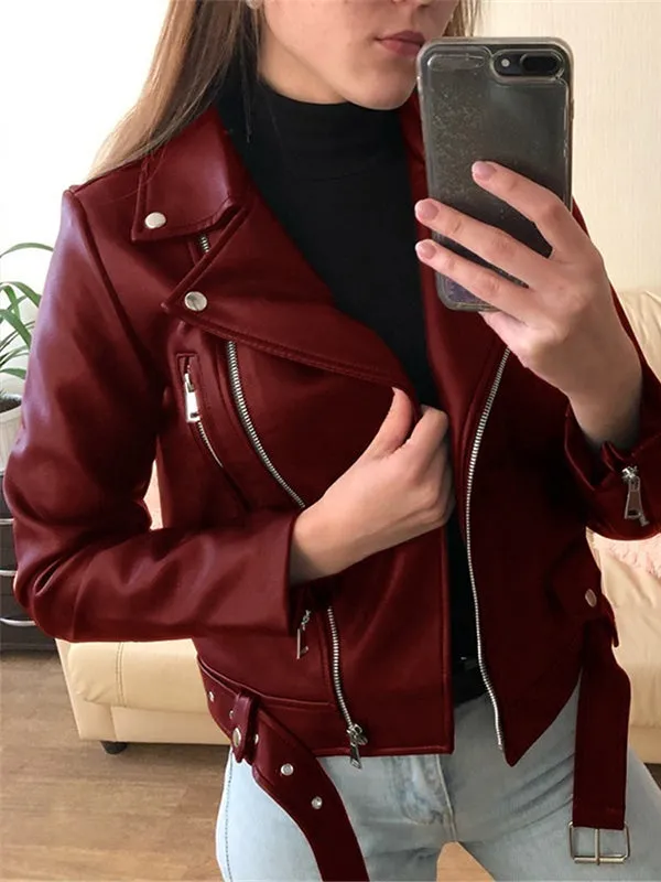 Airchics perfecto veste simili cuir fermeture éclair mode femme jacket