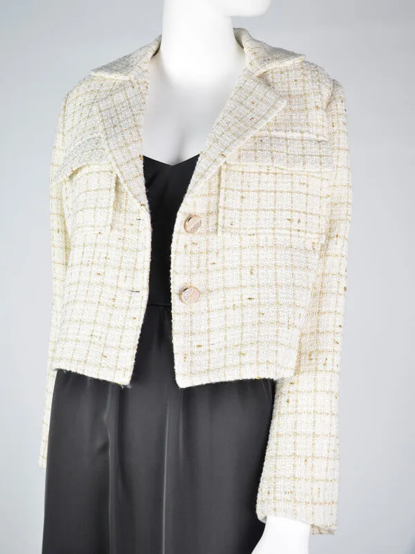 Airchics veste courte en tweed bright wire boutonnage avec poches femme mode noël