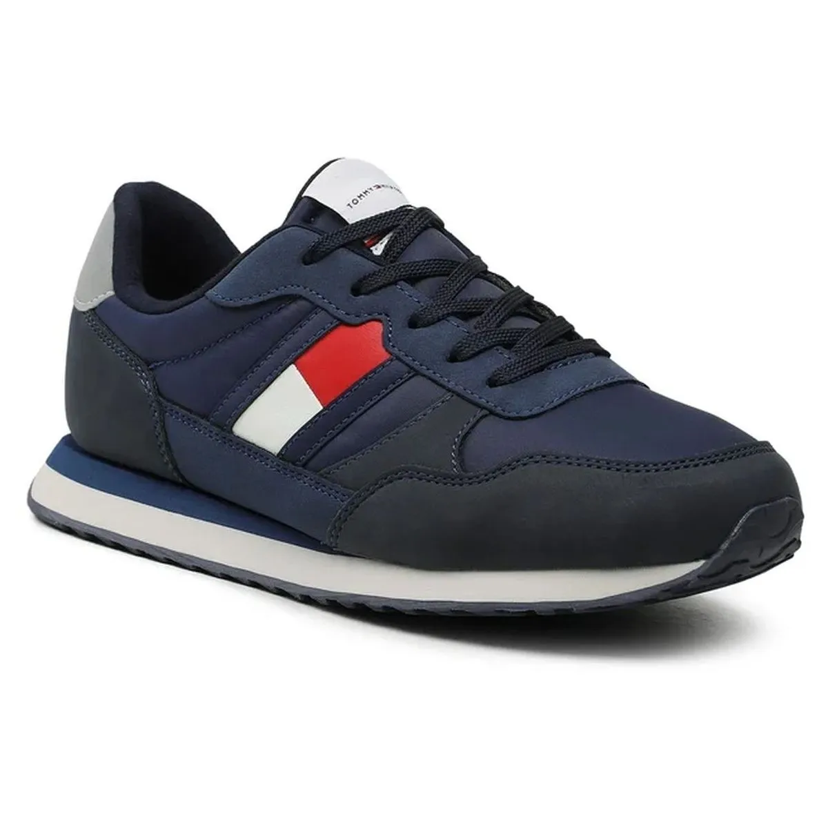 Baskets mode Tommy hilfiger flag low cut lace up snea bleu