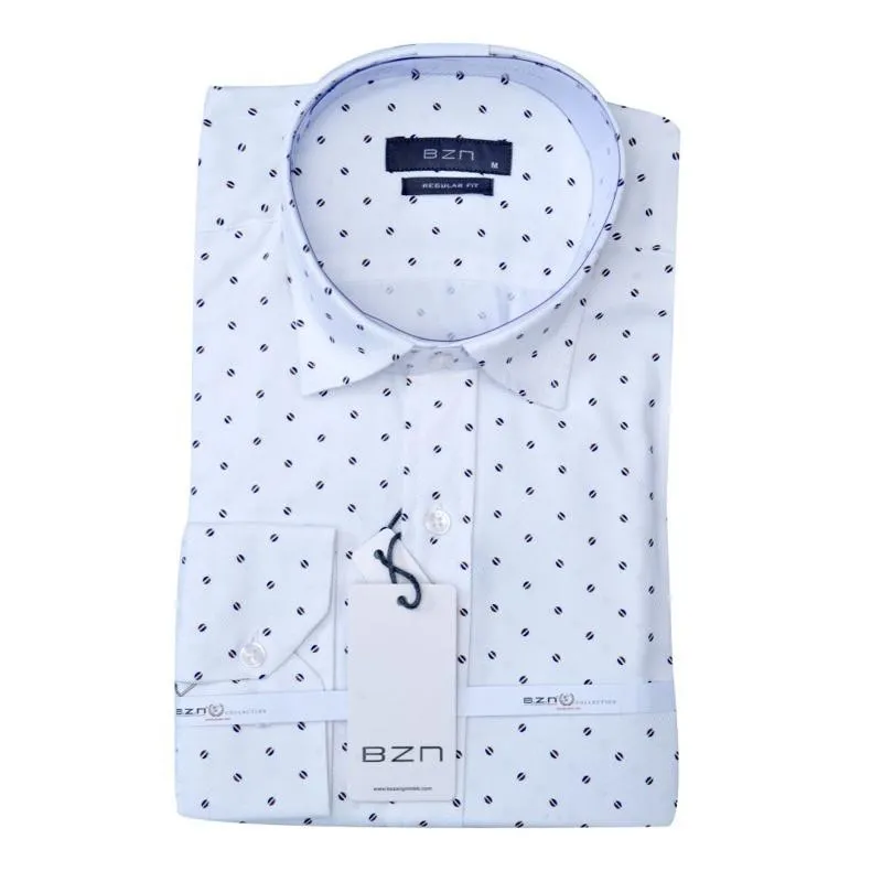 Chemise homme regular fit blanche à motifs – Style chic – CHM1061
