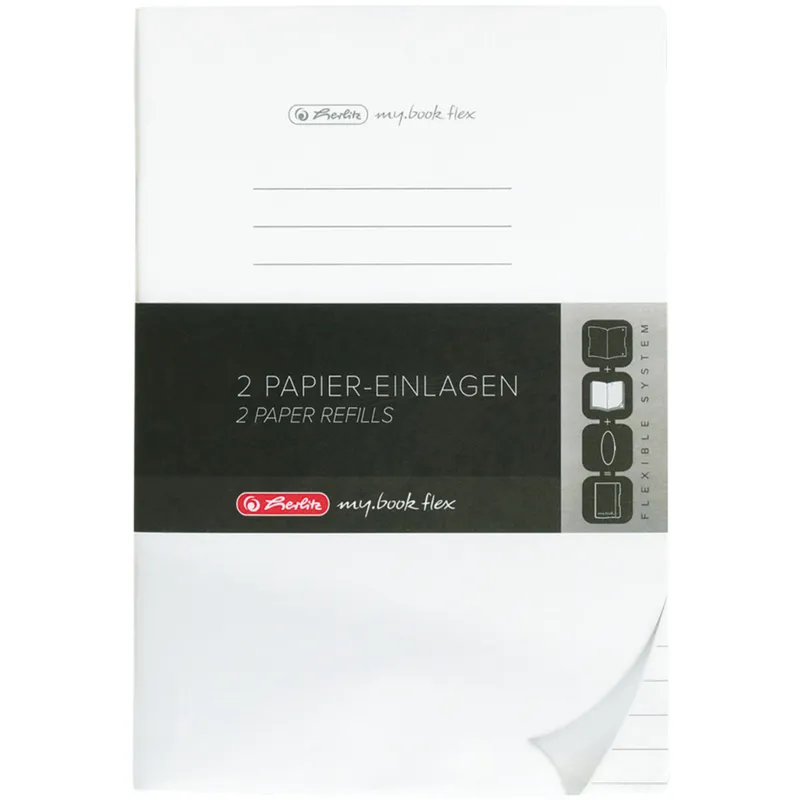 Herlitz recharge my book flex, A5, ligné avec marge, gris