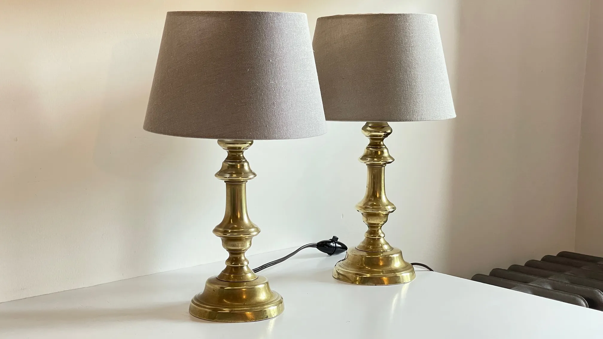 LAMPE Chic ancien Bougeoir LAITON massif 