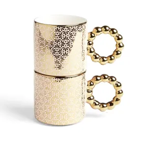 Lot de 2 mugs 30cl design chic rose et doré