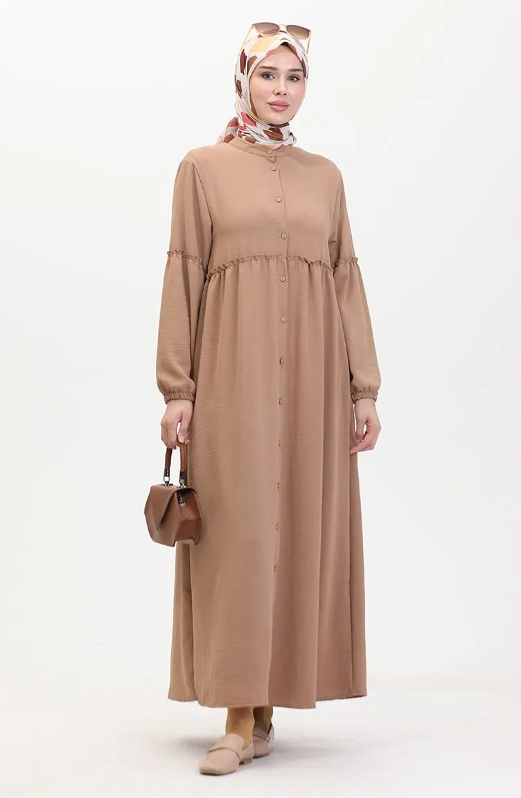 Magnifique Robe Boutonnée Col 0457-05 Café Au Lait 0457-05