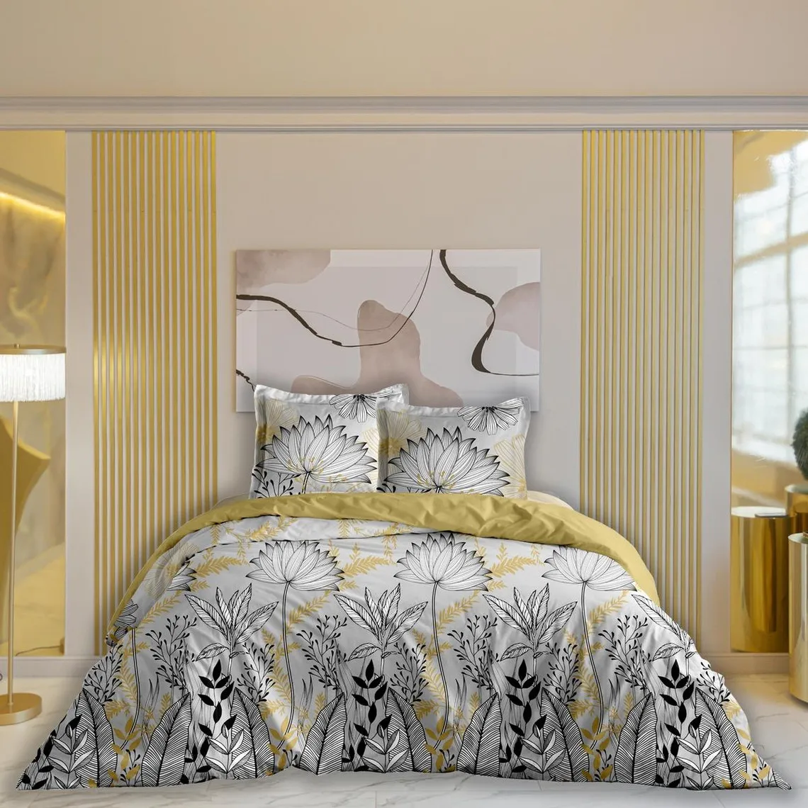 PARURE DECOR CHIC OCRE + 2 TAIES 220 x 240 cm | 3 Suisses