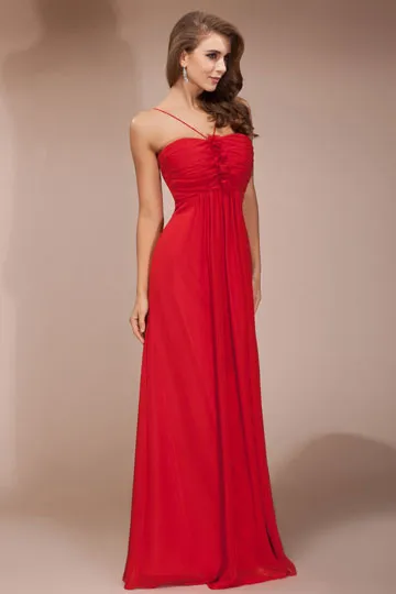 Robe chic rouge bustier col halter avec bretelle fine à fleurs