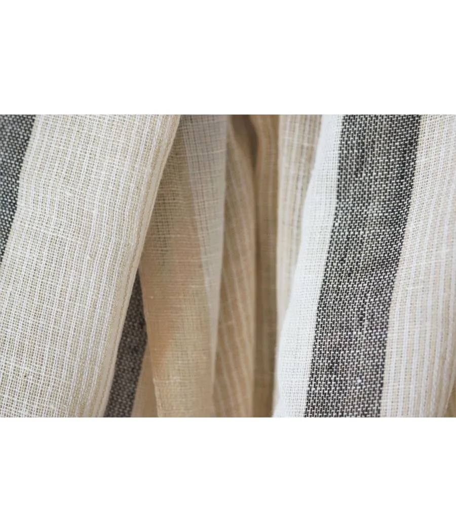 SANTAIA FOULARD HOMME COTON LEGER SPORT CHIC TEINTE CREME FINE RAYURE
