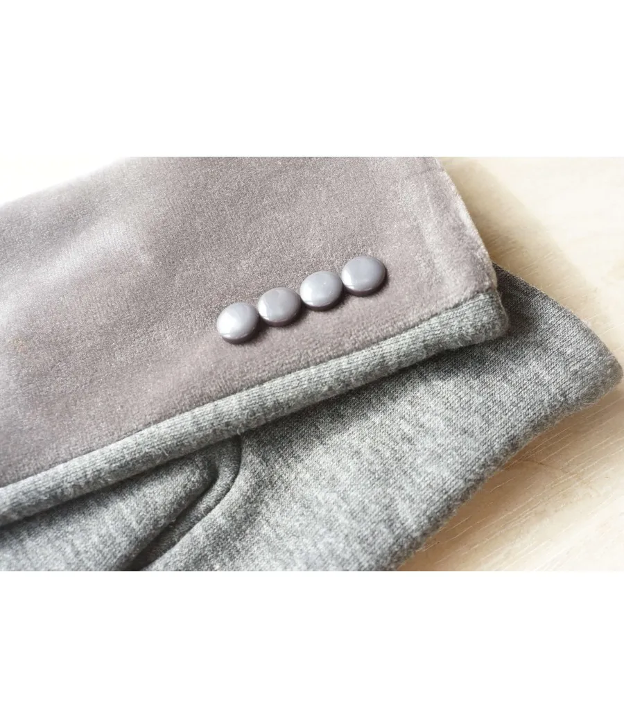 SANTAIA GANTS CHAUDS DOUCEUR VELOURS CHIC 4 BOUTONS GRIS FEMME