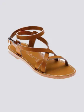 Spartiates delphe chic cuir tannage vegetal naturel femme - Max Vincent - Marques de France
