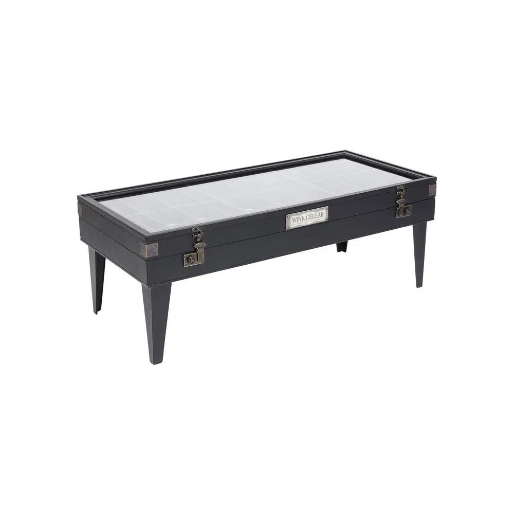 Table basse vitrine bois noir COLLECTOR
