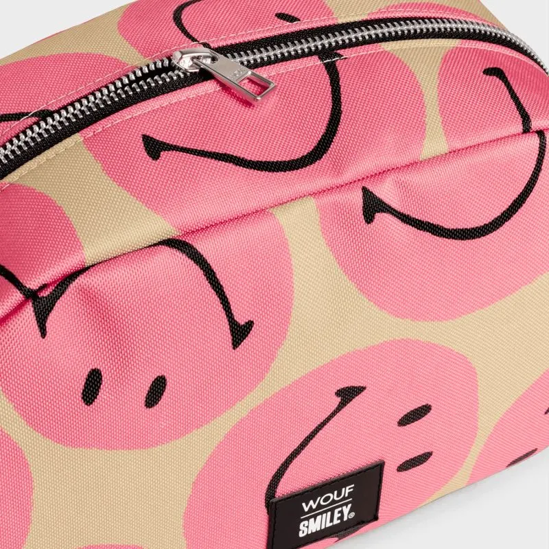 Trousse de toilette XL  Wouf 19 cm Smiley Pink - Rose